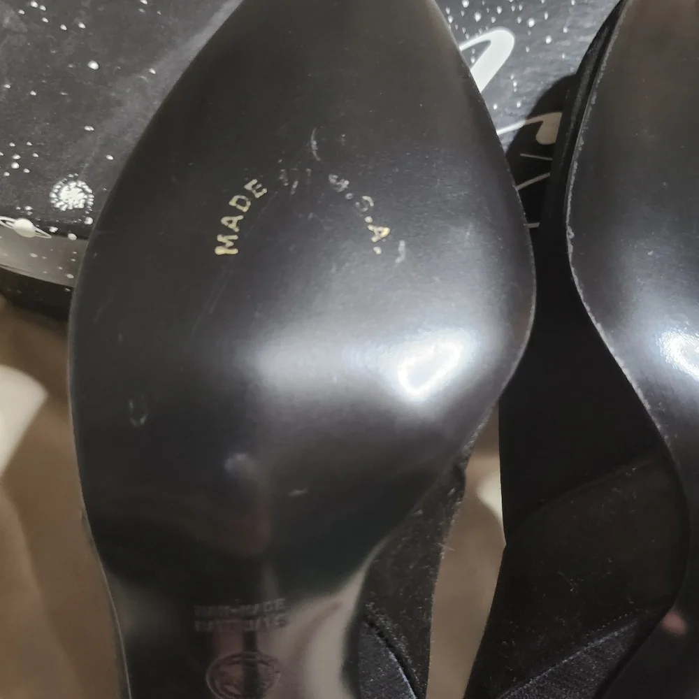Vintage Life Stride Night Life Formal Provocative Black Fabric High Heels 9B